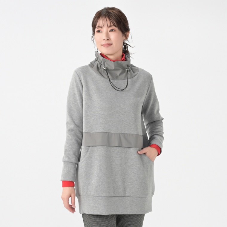 day to day 異素材使いのドロストデザインチュニック