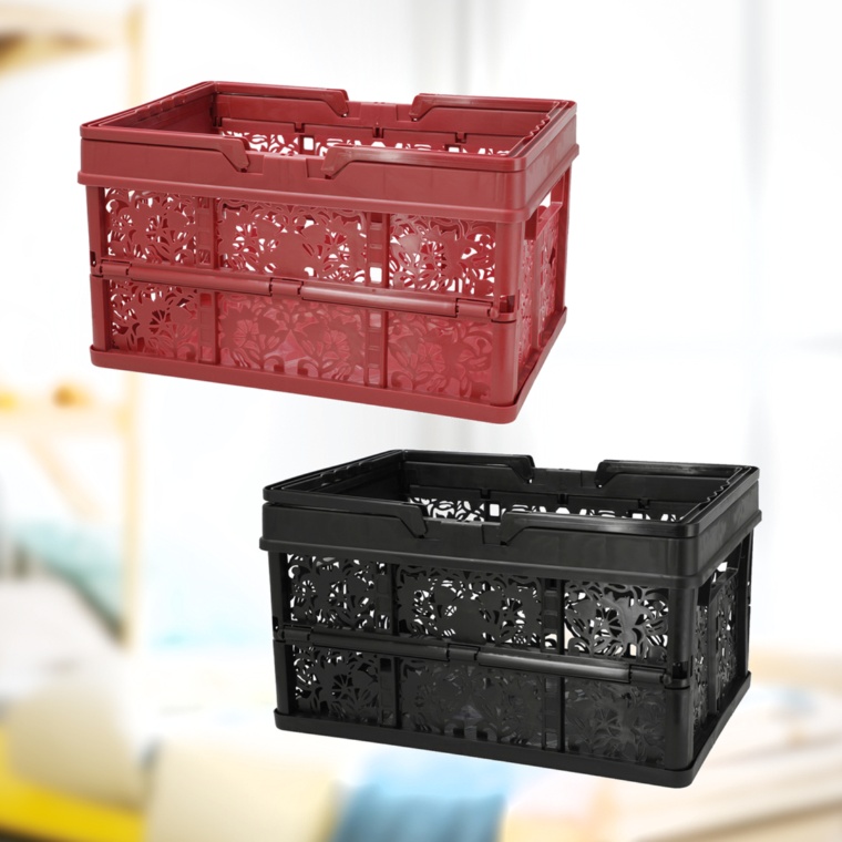 取っ手付き お洒落な折り畳みコンテナネット限定2コ