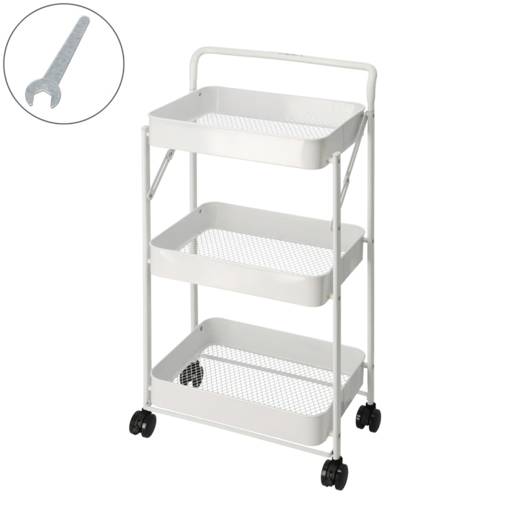 折り畳めるトローリーワゴン3段キャスター付 耐荷重12kg