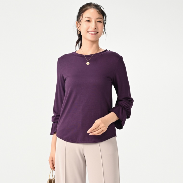 Stylemaker日本製 袖フリル リヨセルトップス