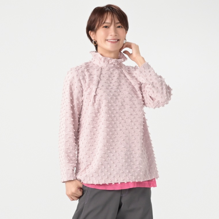 calma ドットカットジャガード レイヤードブラウス