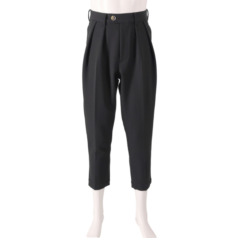 calma men デニムライク タックテーパードパンツ