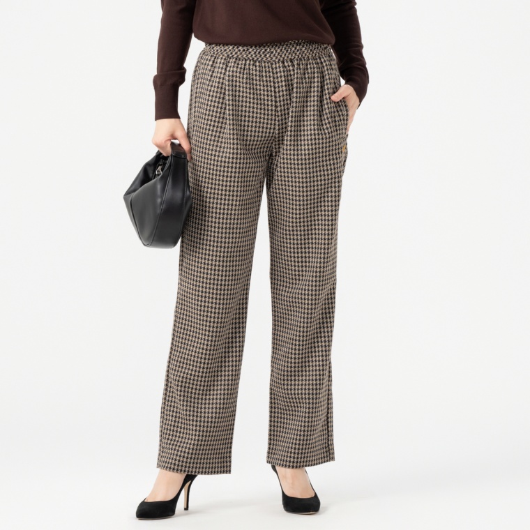 calma 選べる股下 チェック柄ワイドストレートパンツ