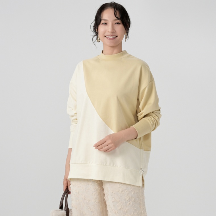 alsome インレイジャージのカラーブロックプルオーバー