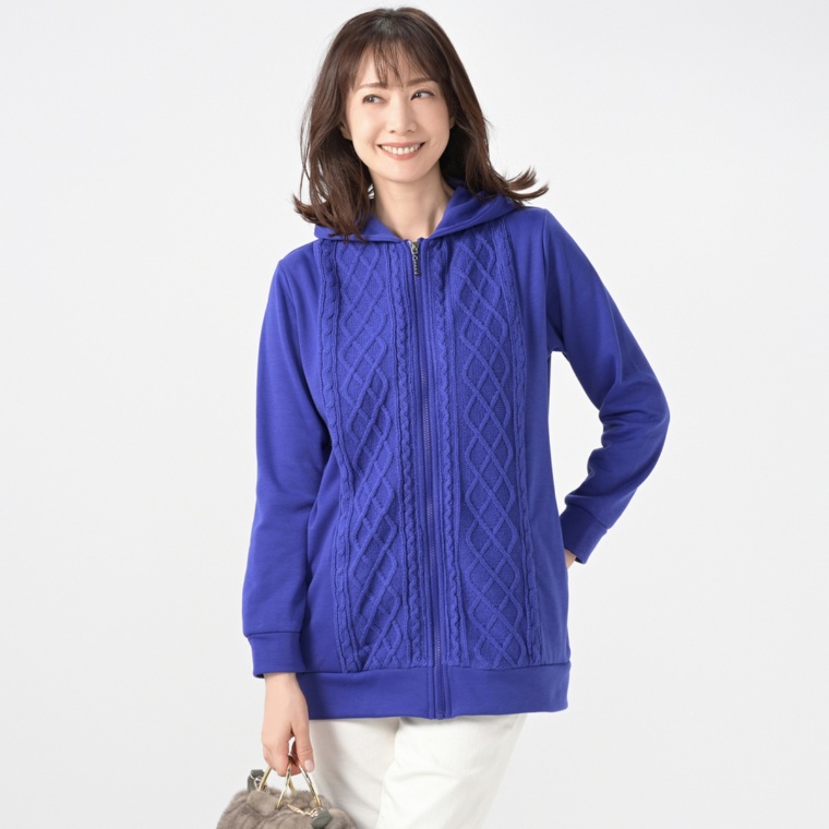 Provador 遠赤外線シャギー裏起毛ケーブルパーカー