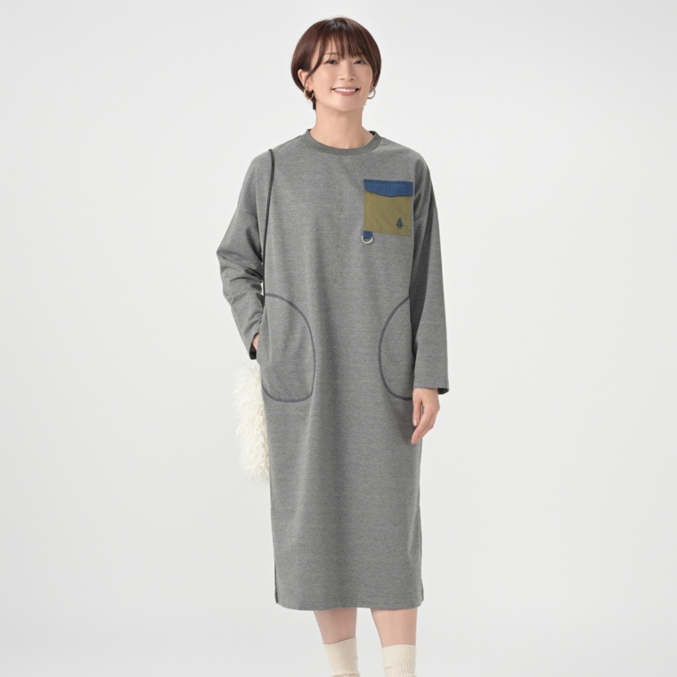 WOODS マッチングポケットミニ裏毛ワンピース