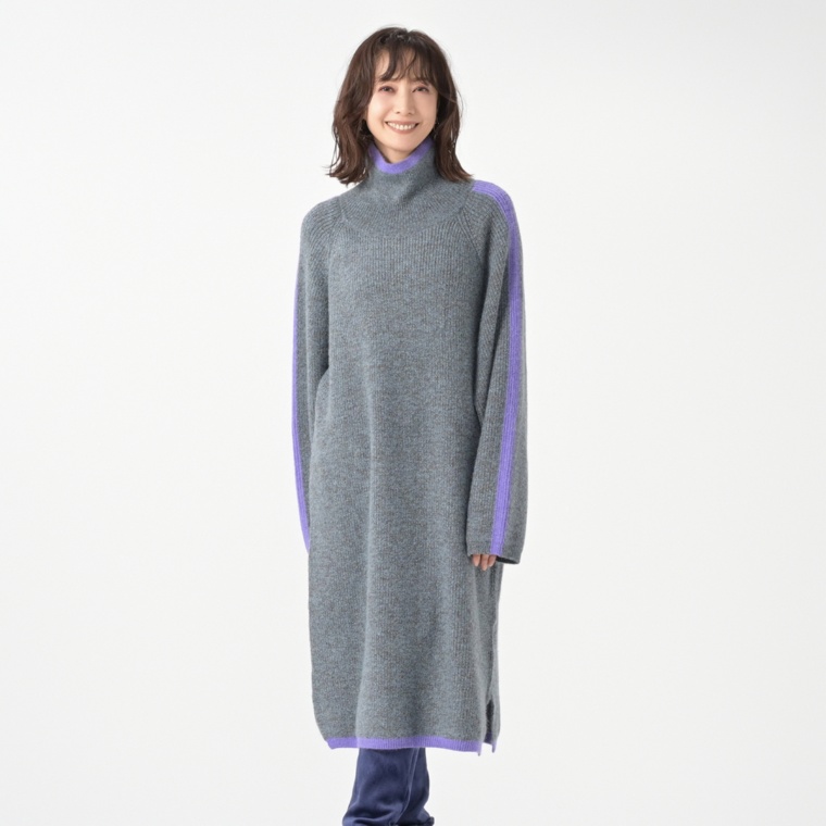 GRC ラインアクセントニットワンピース