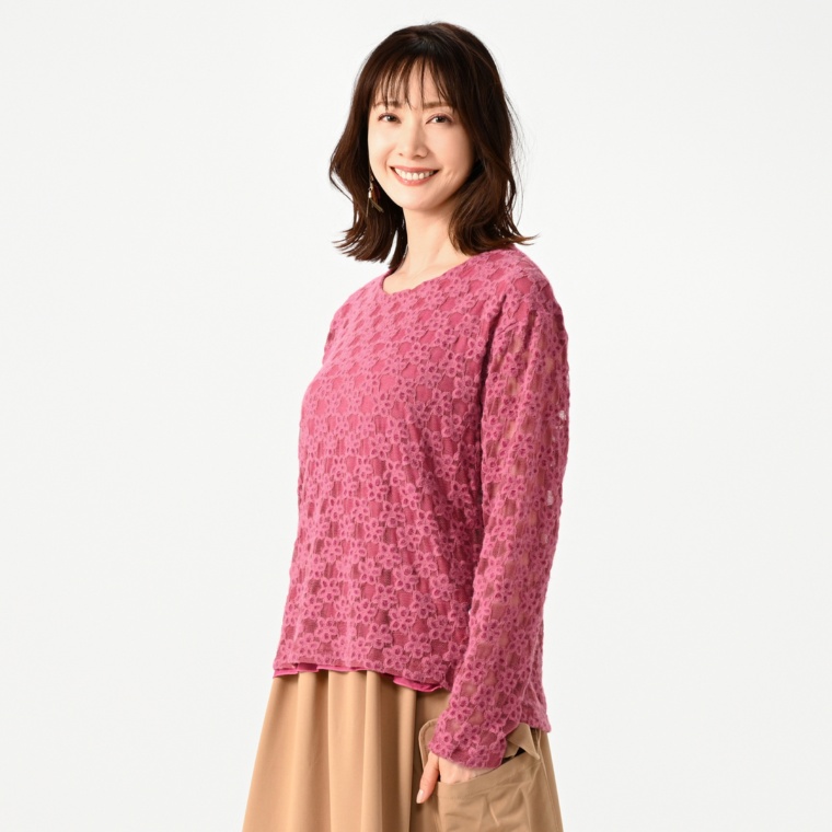 PERSONS シースルーレース長袖Tシャツ