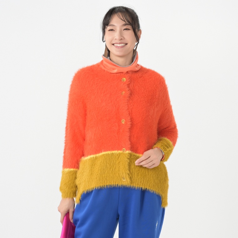 SUPERLADY ふんわりシャギーニットカラーカーディガン