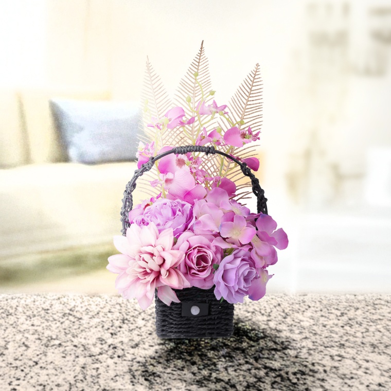 ブリスルームLEDライトフラワーバスケットアレンジ人感センサー機能