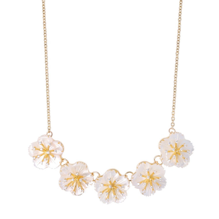 Tar Tar シェル&CZ フラワーモチーフネックレス[メデア]