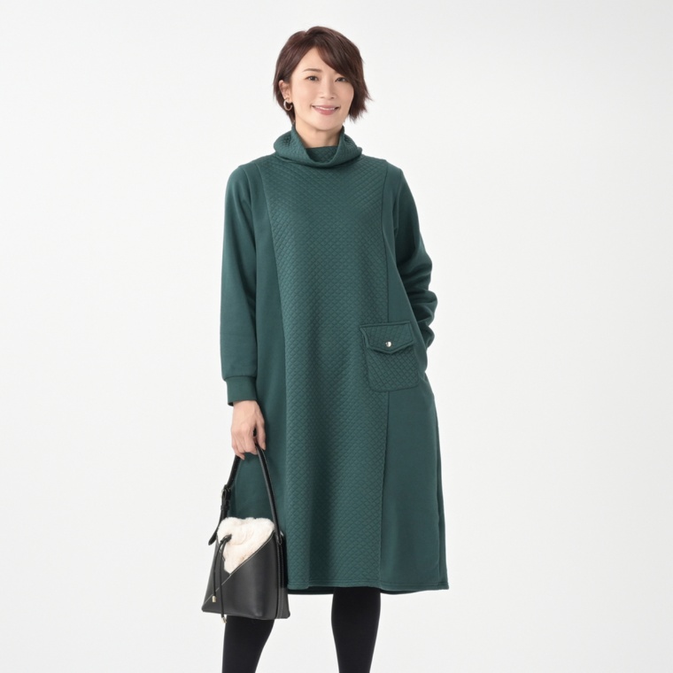 Provador ふわぽか裏起毛 キルトデザインワンピース