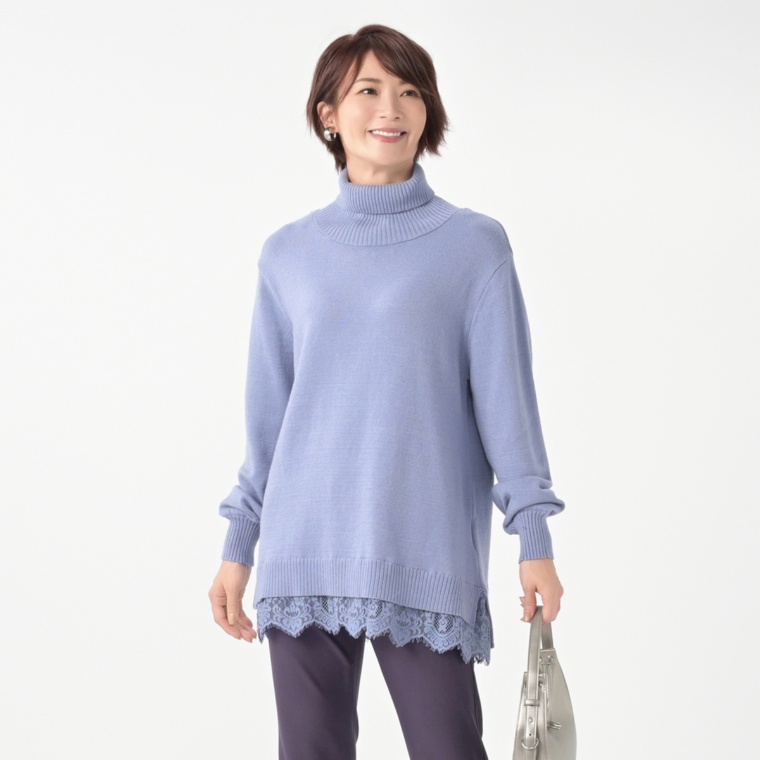 Provador ふわもちスカラップレース切替ニット