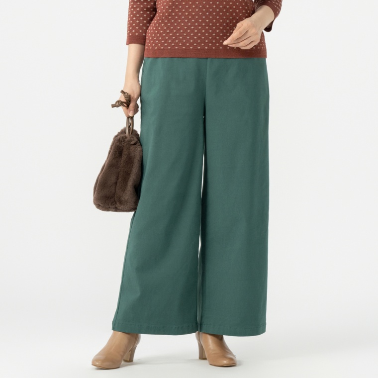 タカシマヤスタイルプリュ 裏起毛デザインワイドパンツ