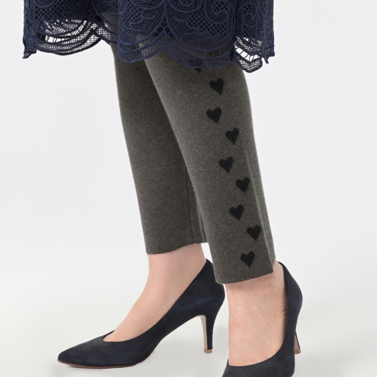 &LOVE ハート柄ニットジャカードレギンス