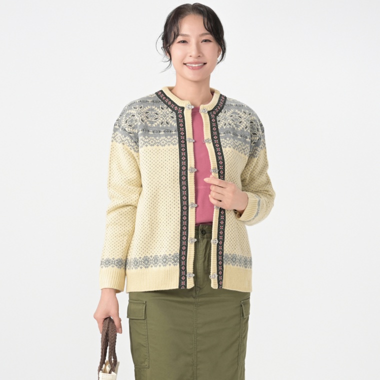 Carney ノルディック柄 チロリアンニットカーディガン