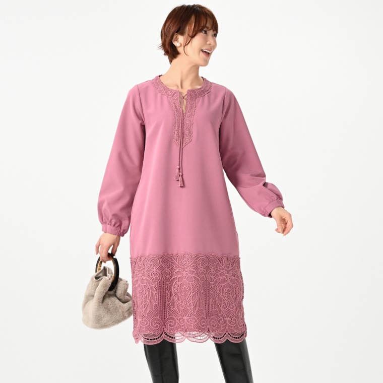 &LOVE 華やかリッチレースの着映え美人カフタンワンピース