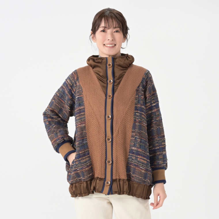 calma モードなマテリアルMIXブルゾン