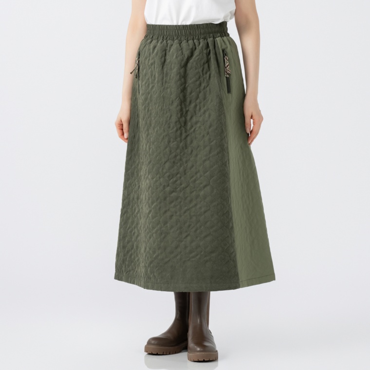 WOODS ツートン中綿キルトAラインスカート