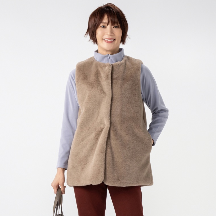 Provador レッキスファー調 ロングベスト