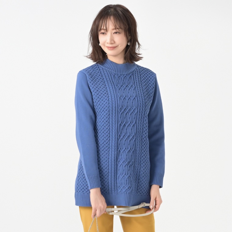 Provador アラン模様 立体ケーブルふわもこニット