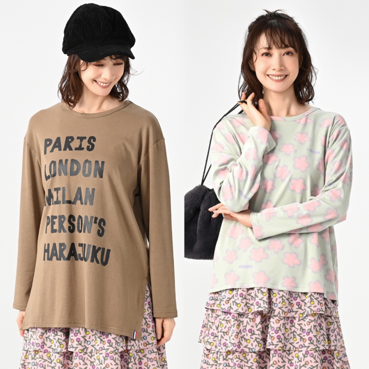 PERSONS ロゴ&グラフィックプリントTシャツ2枚セット