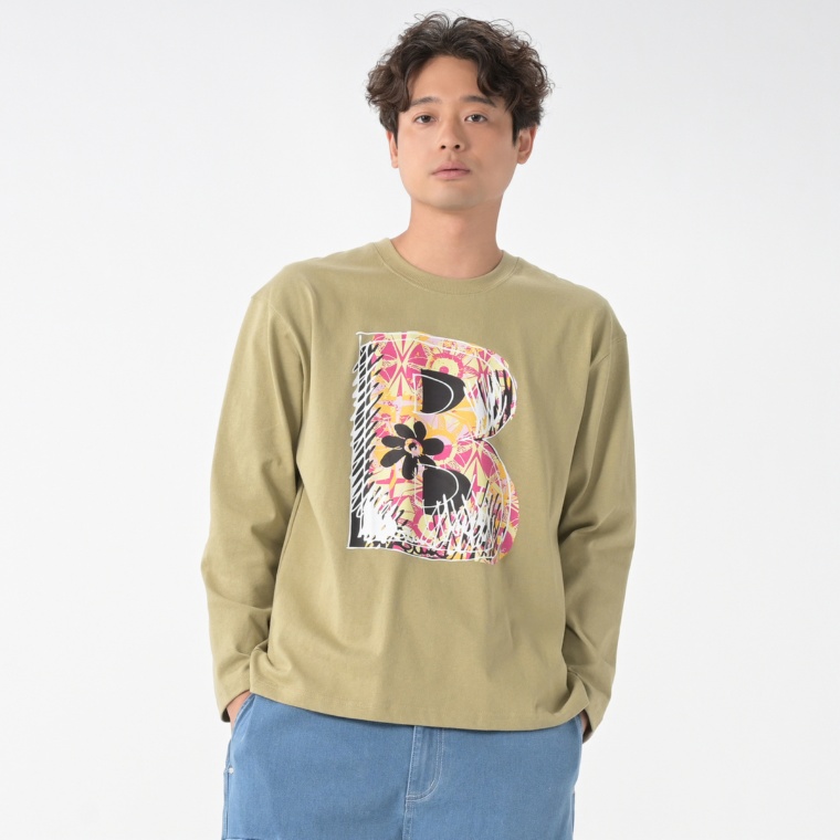 PERSONSBOY Bロゴプリント長袖Tシャツ