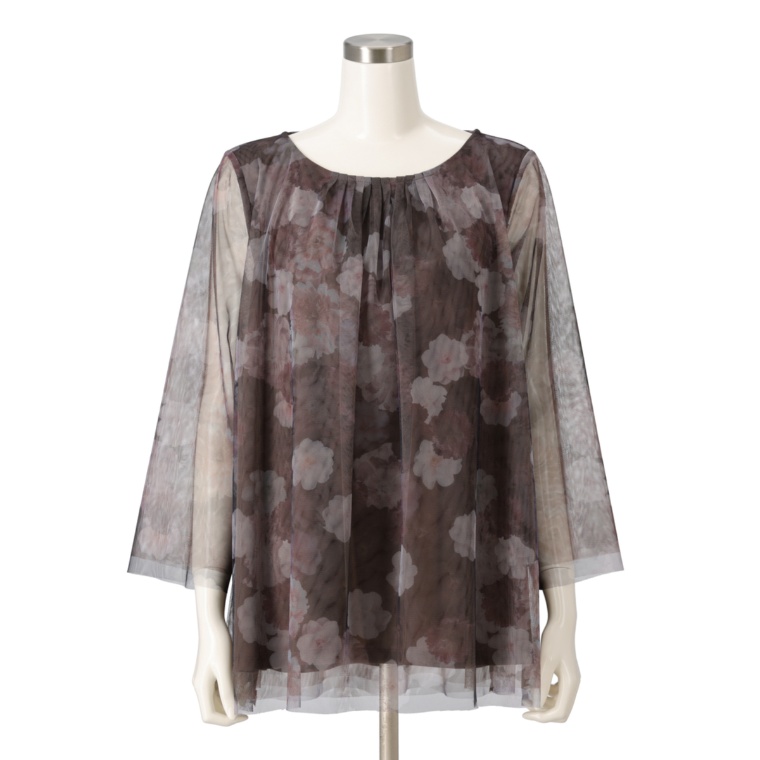 Makana na Kathy ele ele プリントチュールブラウス