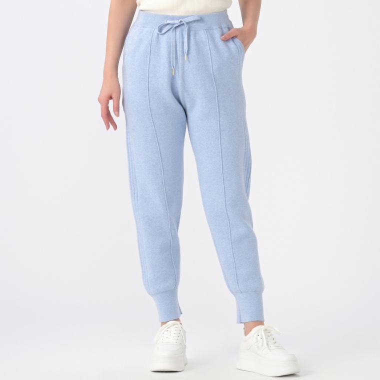 Anne Coquine コットンミックスニットロゴジョガーパンツ