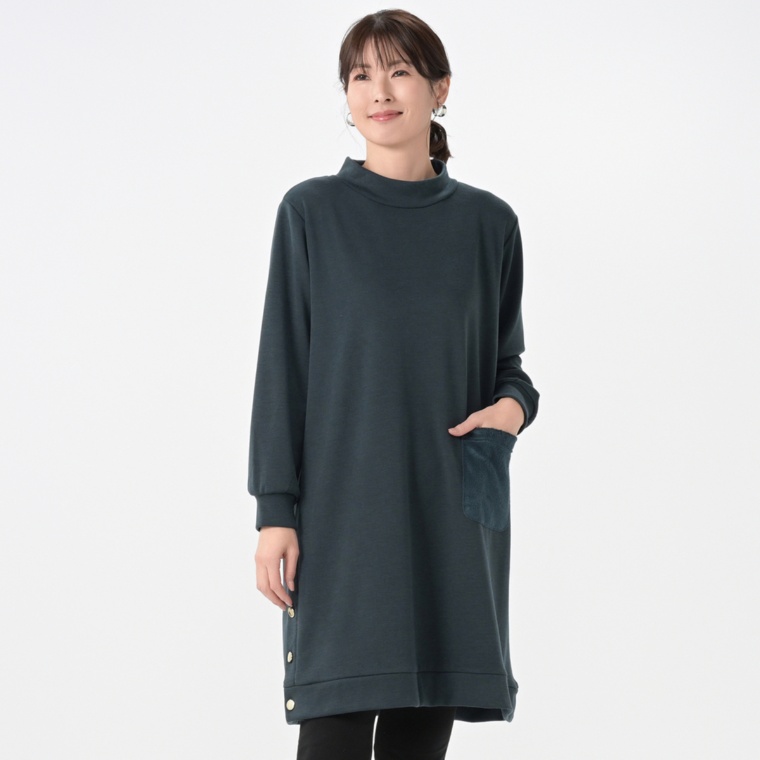 Provador ふわぽか裏起毛ボタンアクセントチュニックOP