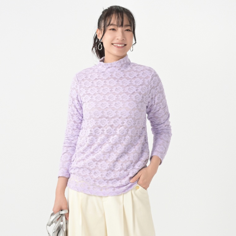 Provador ぬくぬく起毛ストレッチ総レースプルオーバー