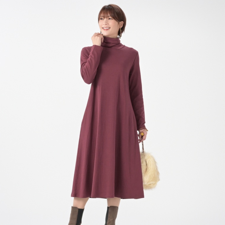 ピープルツリー オーガニックコットンワイドタートルネックワンピース