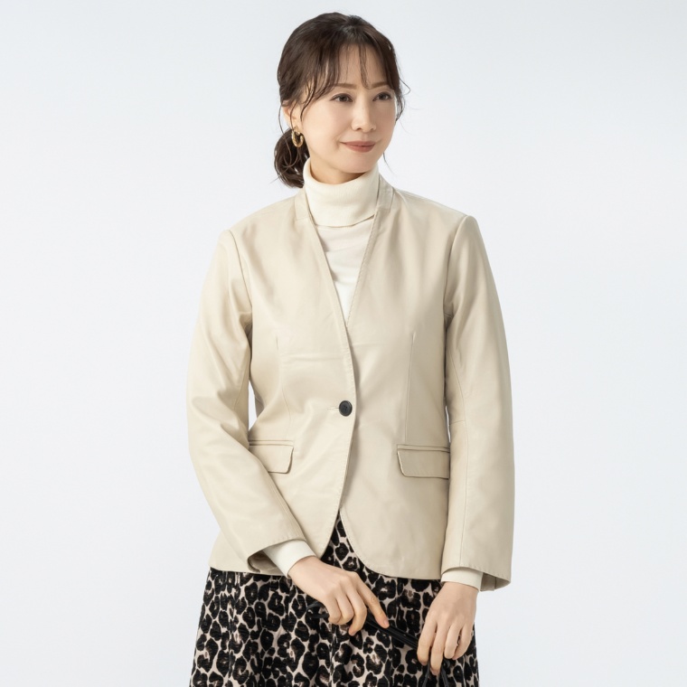 LEATHER Edition シープレザーノーカラージャケット