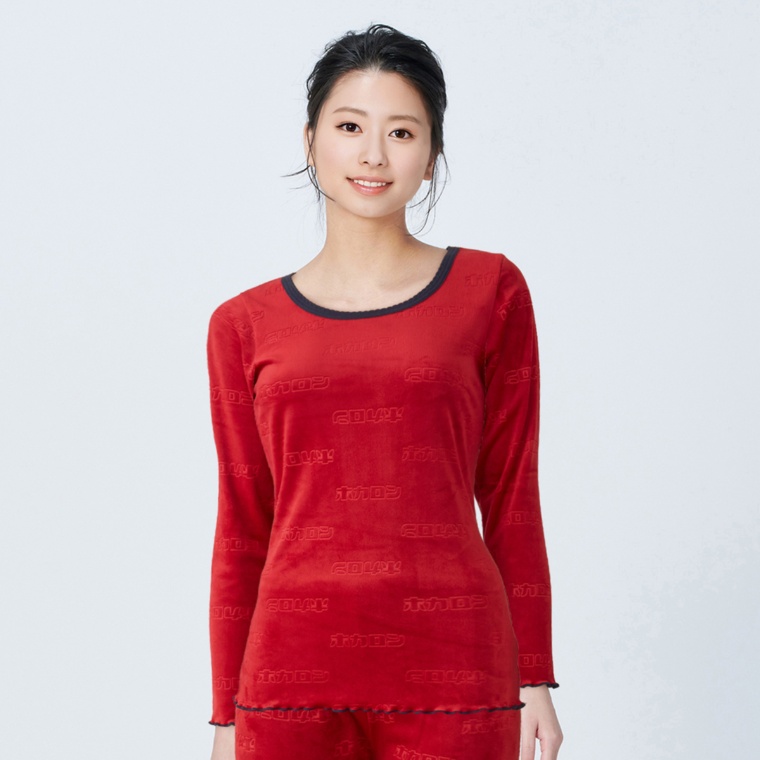 着るホカロン 両面起毛あったか長袖ロゴインナー