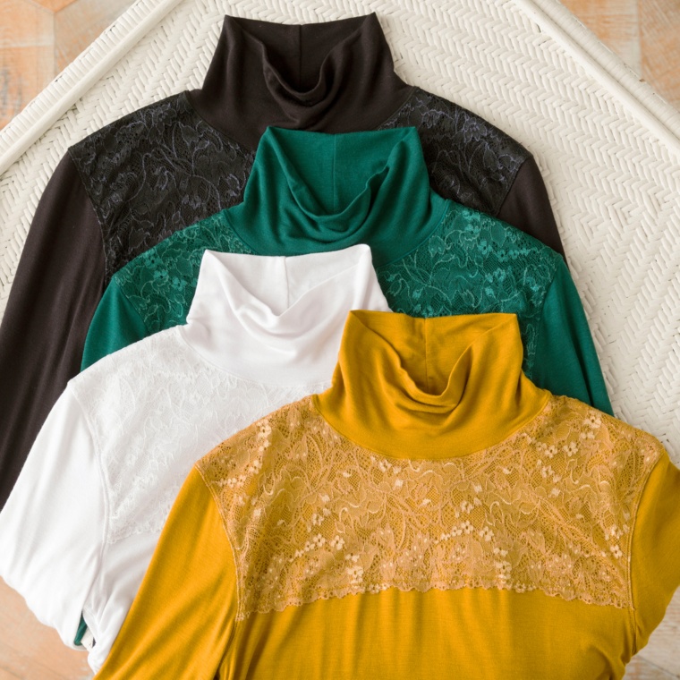 九鬼さんのレーシーハイネックインナー カラー選べる3点セット