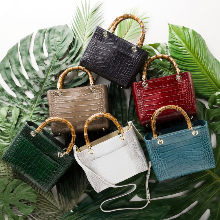 ロダニア イタリアンレザークロコエンボススクエア2WAYバッグ