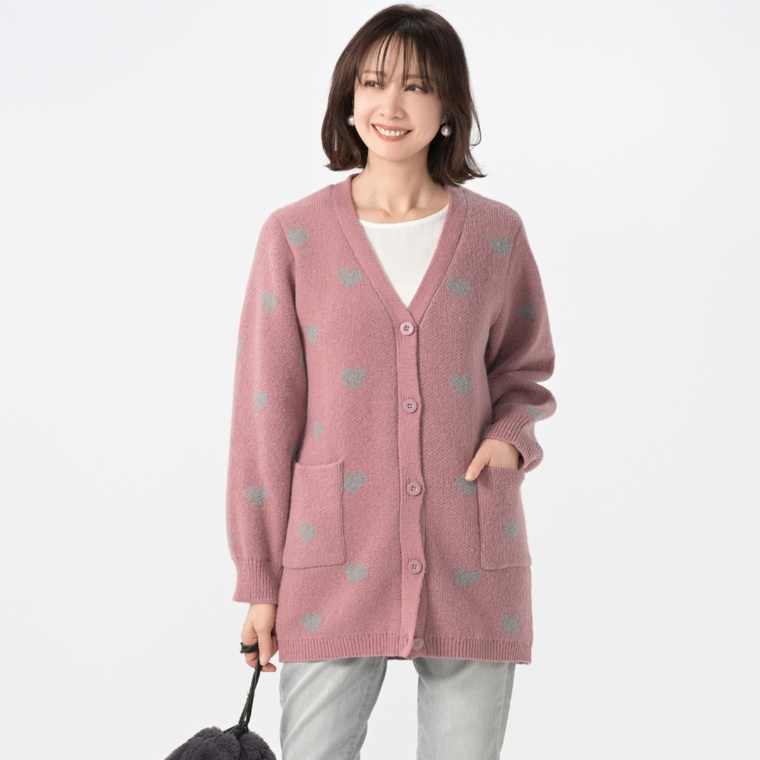 &LOVE 胸キュンハートニットカーデ