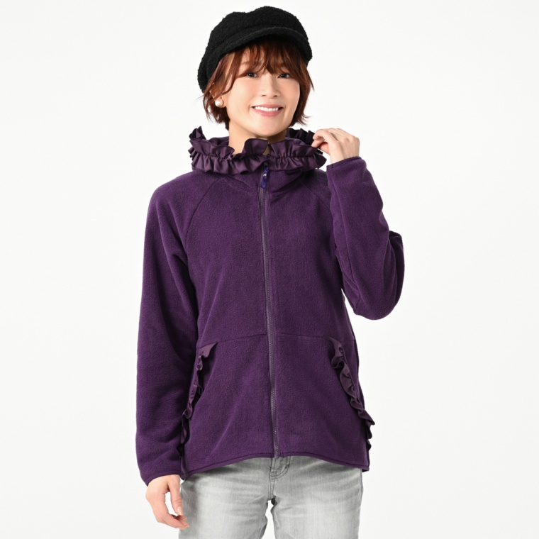 &LOVE ふわふわ心地良いふりるフリースパーカー