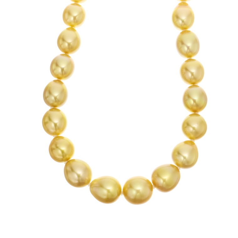 18KYG ゴールドカラー白蝶真珠グラデーションネックレス 世界の