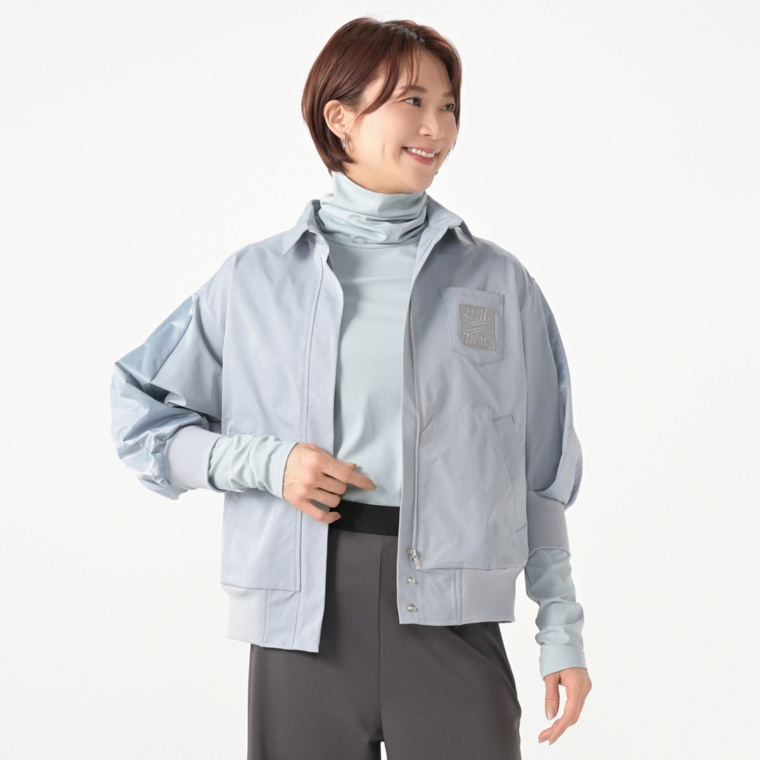 MASAGO ボリューミー袖の異素材ドッキングブルゾン