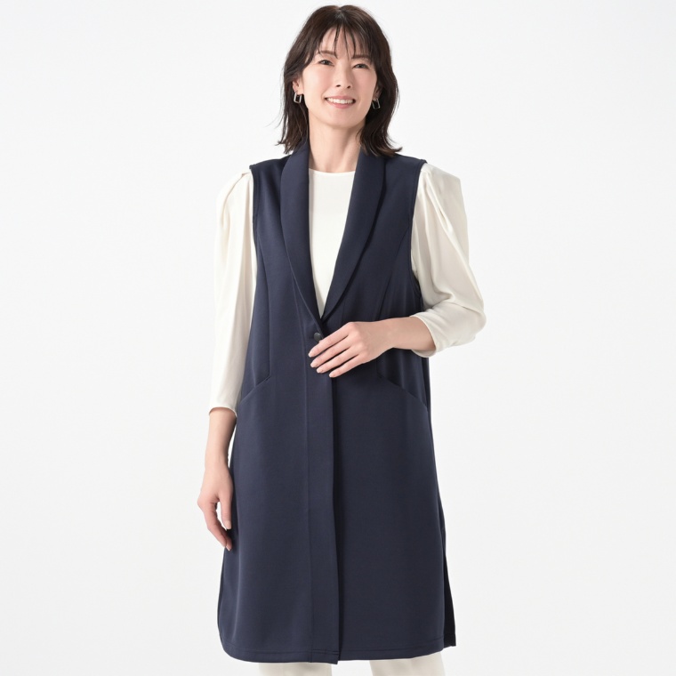 BOUTIQUE JUNKO ショールカラーロングジレ