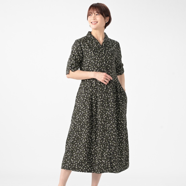 ピープルツリー リーフ柄プリントワンピース