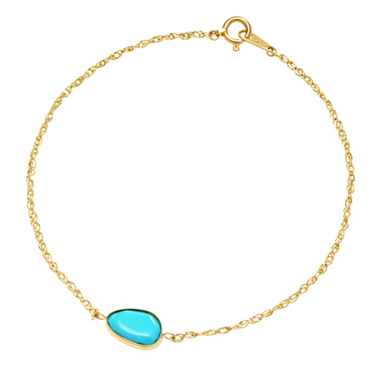 アリゾナターコイズ18KYGデザインブレスレット0.8ctUP