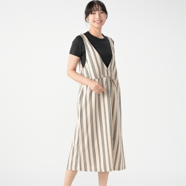 ピープルツリー 手織りストライプワンピース