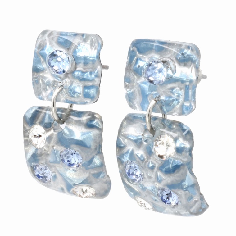 Harraca モナークスクエアダブル シルバーブルー ピアス