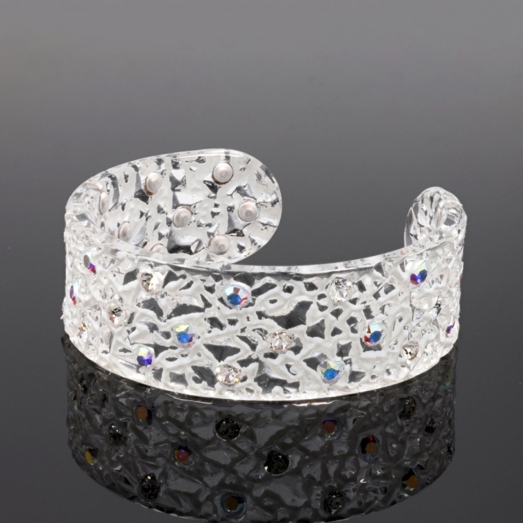 Harraca メッシュストレート ホワイトオーロラカラー バングル