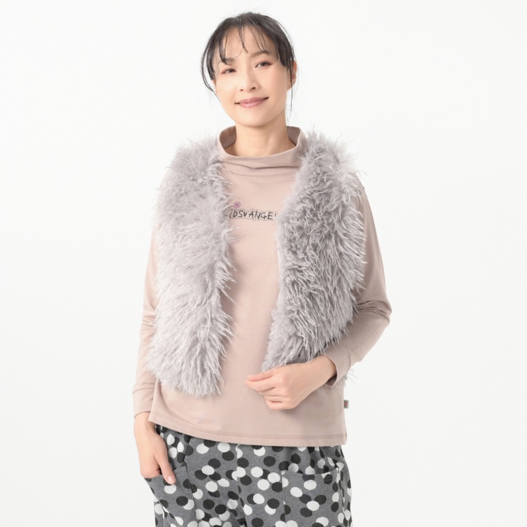 KidsAngel フェイクファー裏毛ベスト キッズエンジェル
