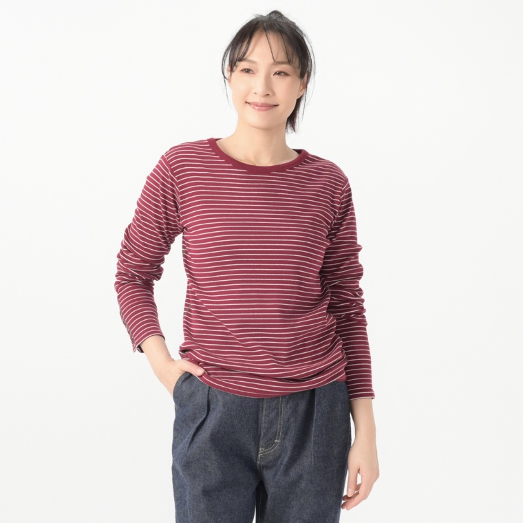 GRC 袖ボタンアクセントボーダープルオーバー