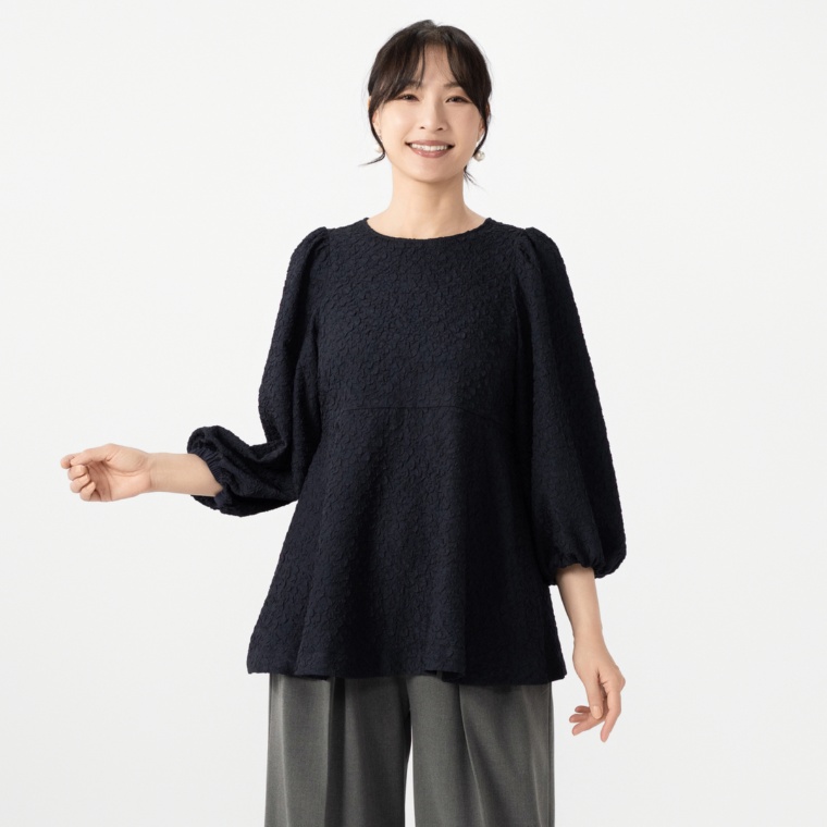 CARRIERE フクレジャカードティアードプルオーバー