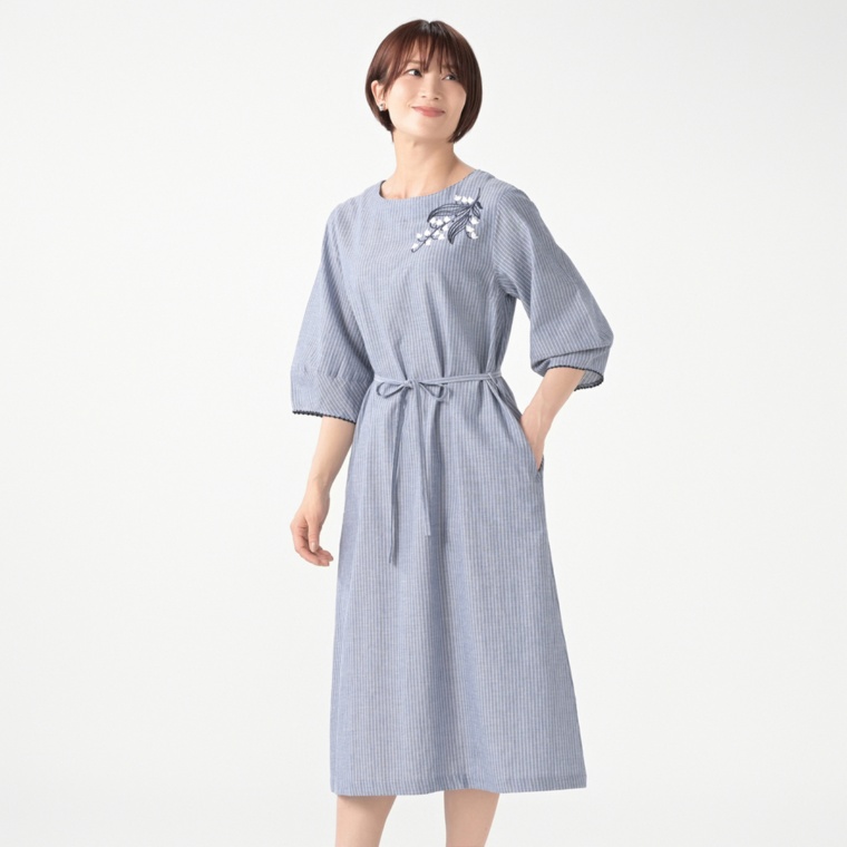 ピープルツリー 手織りオーガニックコットン 手刺繍ワンピース